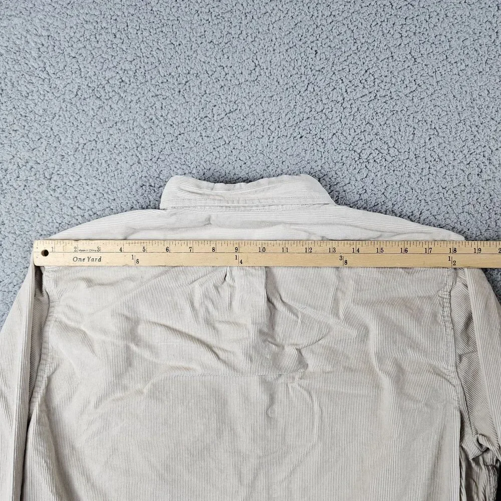 J Crew Shirt Mens Medium Beige Corduroy Classic Fit Long Sleeve Pockets Workwear